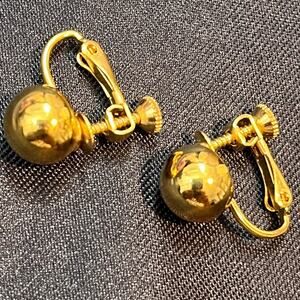 Vintage Napier Gold Tone Screw Back Pressure CLIP ON Earrings Classic Ball 1980s